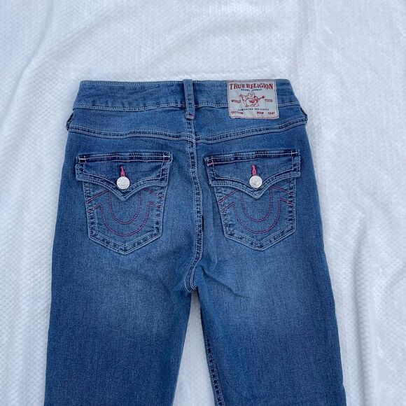 PINK TRUE RELIGION “JOEY” MID RISE FLARE JEANS - Picture 7 of 7